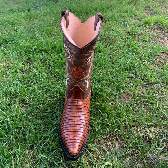 MENS COWBOY BOOTS LIZARD PRINT LEATHER HONEY BOTAS - Picture 3 of 8